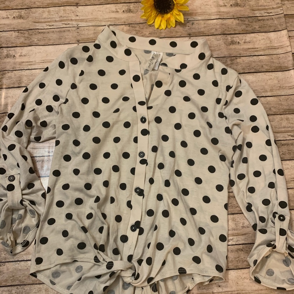 Polka dot long sleeve blouse